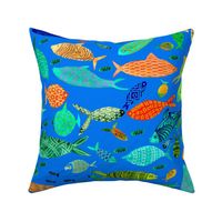 fishes on blue