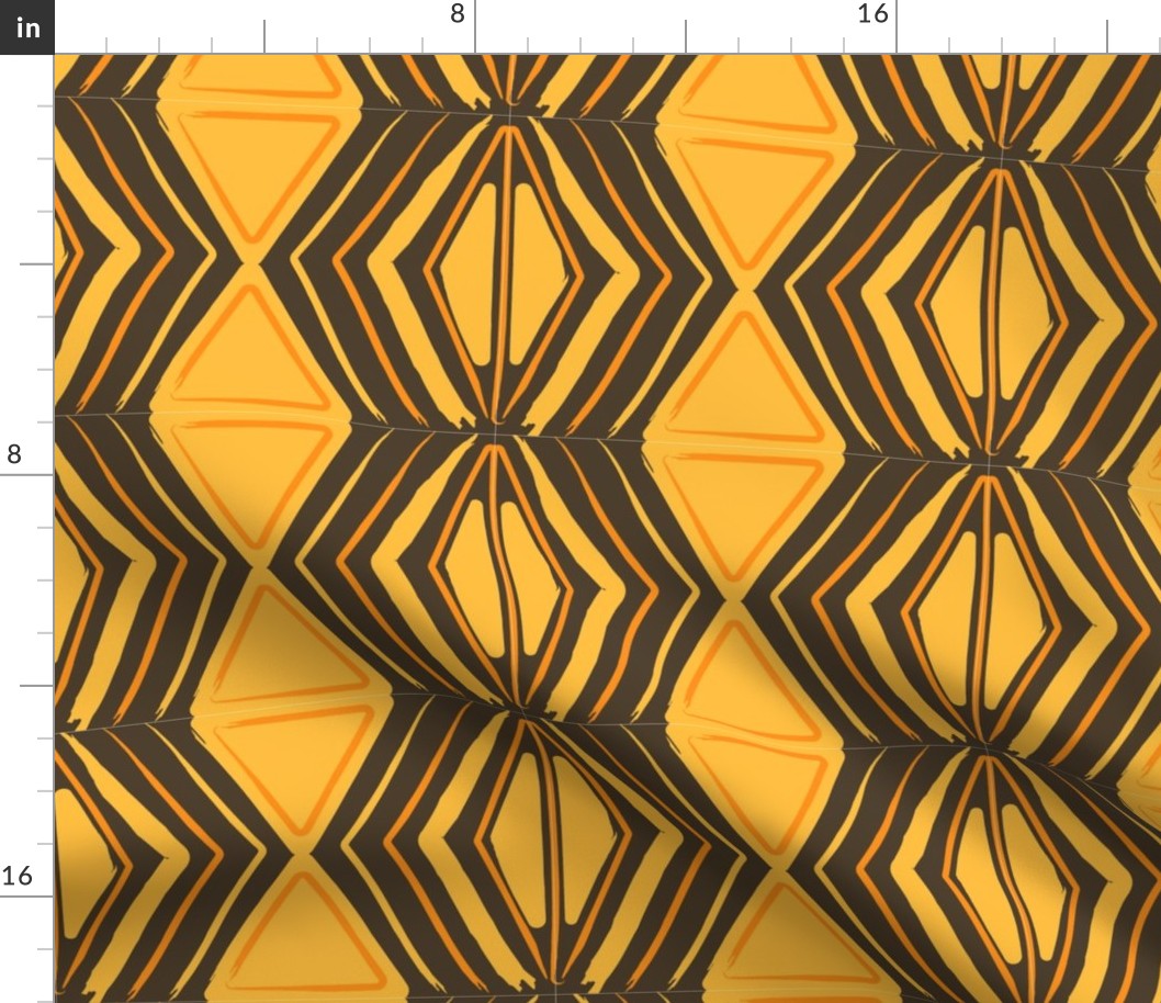 African Orange Pattern Summer Mask Fabric-01