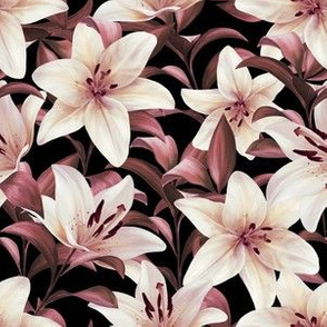 Lilies on black (normal scale)