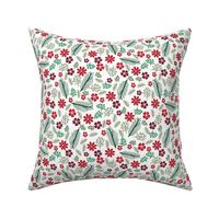 christmas floral - christmas poinsettia, floral red and green - white