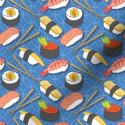medium assorted sushi on sashiko