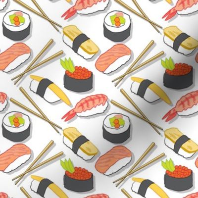 medium assorted sushi on white