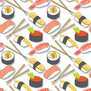 medium assorted sushi on white