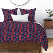 Navy Red Patchwork School Colors