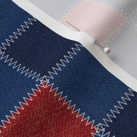 Navy Red Patchwork School Colors