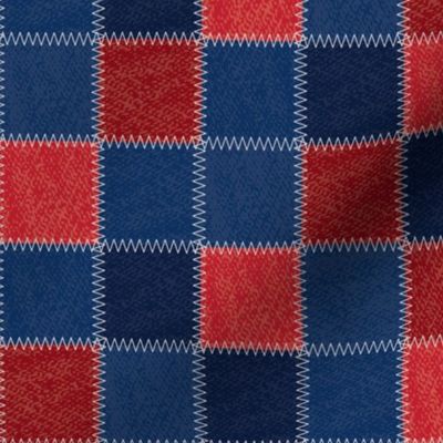 Navy Red Patchwork School Colors