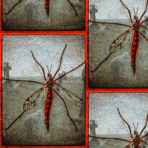 Gothic Crane Fly in Window Pane - Very Large Scale