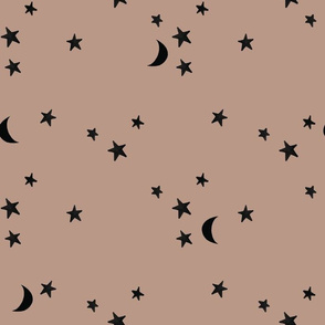 stars and moons // black on flax