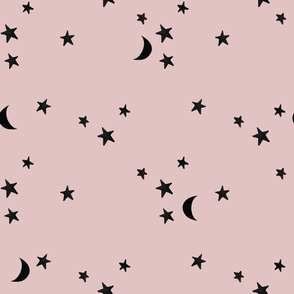 stars and moons // black on crepe