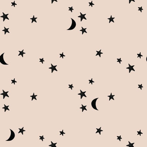 stars and moons // black on blush
