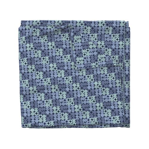 Stitched Mid-Century Modern Geometric Moons Blues - Small - Celestial Quilt