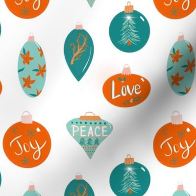 Joy Peace Love - Ornaments White