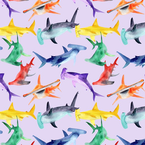 Rainbow hammerheads - lavender bg