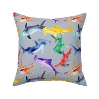 Rainbow hammerheads - gray bg