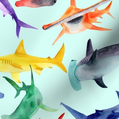 Rainbow hammerheads - mint bg