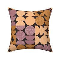 Stitched Mid-Century Modern Geometric Moons - Southwest Colors Large Scale