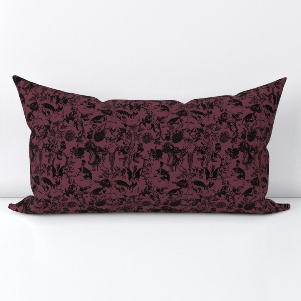 Demons N' Roses Toile in Goth Reddish Purple + Black