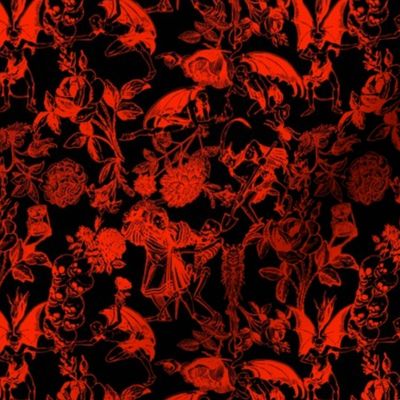 Demons N' Roses Toile in Black + Red