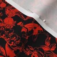 Demons N' Roses Toile in Black + Red