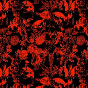 Demons N' Roses Toile in Black + Red