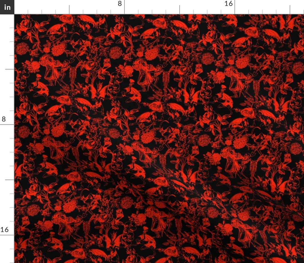 Demons N' Roses Toile in Black + Red