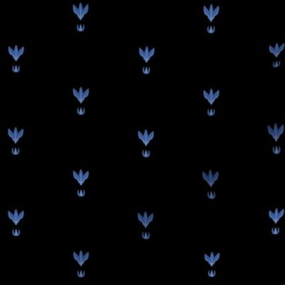 Midsummer Night Florets Grid (blue on black)