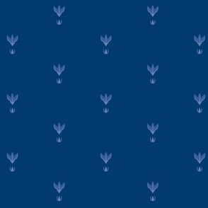 Midsummer Night Florets Grid (blue on blue)