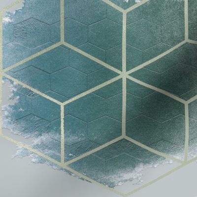 Hexagon on hexagons -Deep Aqua