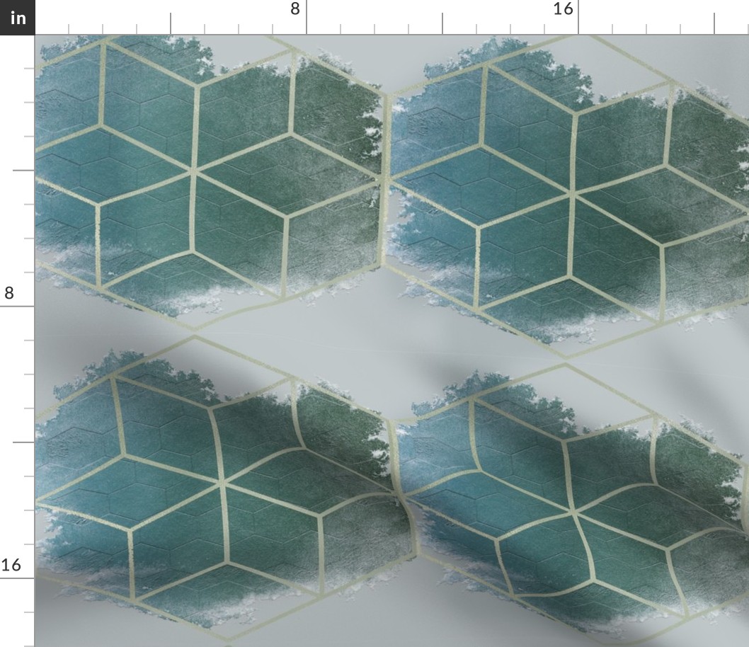 Hexagon on hexagons -Deep Aqua