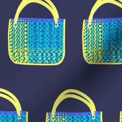 Mexican Plastic Mesh Tote Bags blue uth