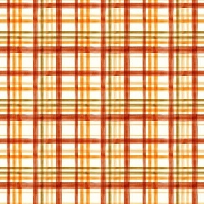 (small scale) Fall Plaid - Watercolor - thanksgiving - orange & rust - LAD19BS
