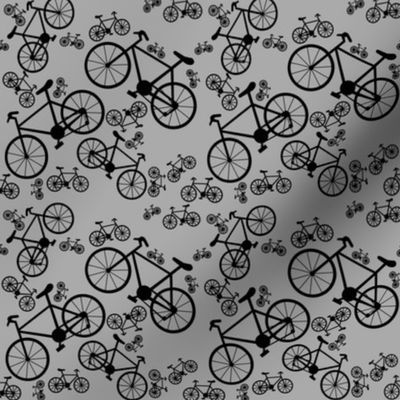 Bicycles Big and Small  Black and Gray