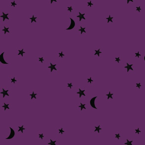 stars and moons // black on grape
