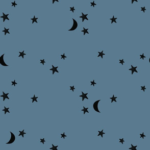 stars and moons // black on slate