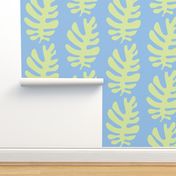 Funky Leaf  (light lime & sky blue)