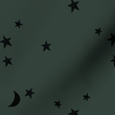 stars and moons // black on pine