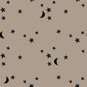 stars and moons // black on mocha