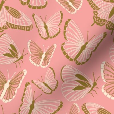 butterflies ~ on deep blush pink