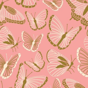 butterflies ~ on deep blush pink