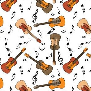 2" Guitar Music Notes White Background