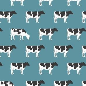 cows on blue - farm fabric C20BS