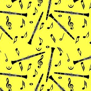 Clarinet Music Notes Yellow Background