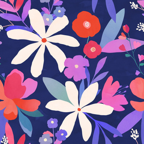 Floral Wallpaper Pattern with Blue Background