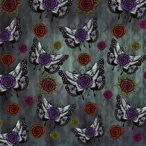 Vintage butterflies with roses design