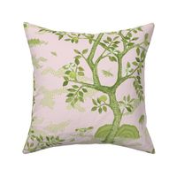 OLIVE AND LEMON on pale pink CITRUS TOILE MONOCROMATIC