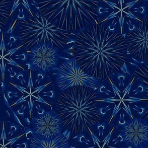 (Large) Winter Magic / Deep Blue and Copper Mandala Geometric Pattern /  large scale