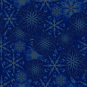 (medium) winter Magic / Deep Blue and Copper Mandala Geometric Pattern / Bright Blue / medium sc