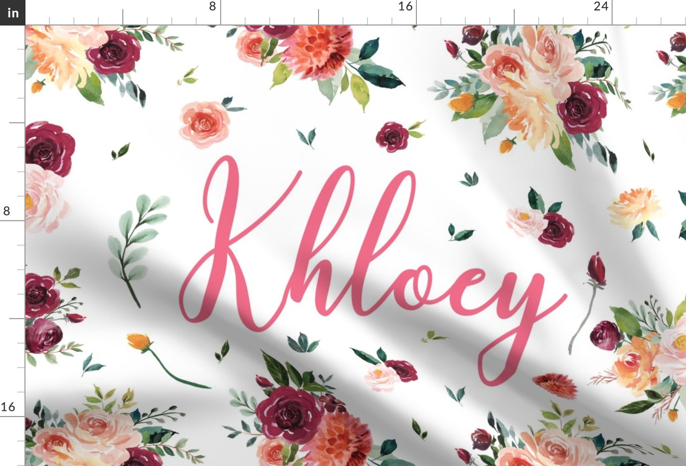 27"x18" paprika floral personalized - Khloey