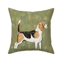 Beagle on Grassy Field for Pillow