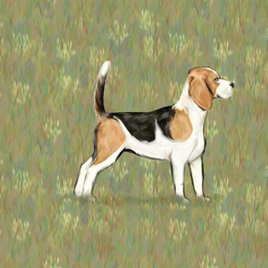 Beagle on Grassy Field for Pillow
